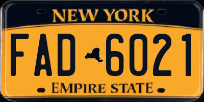 NY license plate FAD6021