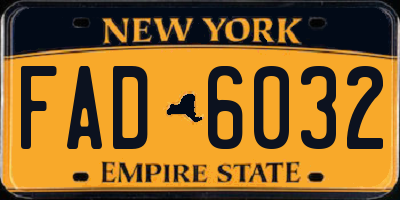 NY license plate FAD6032