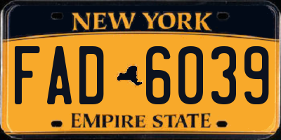 NY license plate FAD6039