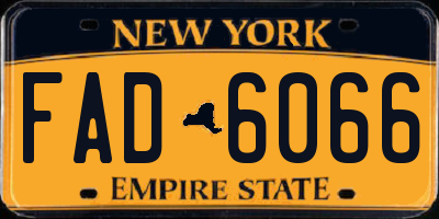 NY license plate FAD6066