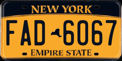 NY license plate FAD6067