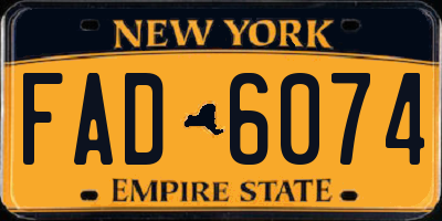 NY license plate FAD6074