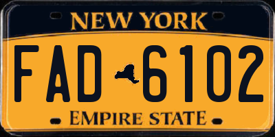 NY license plate FAD6102