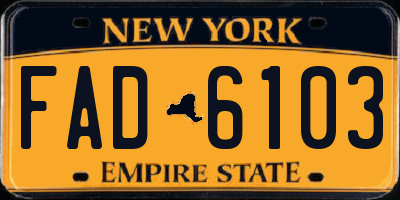 NY license plate FAD6103