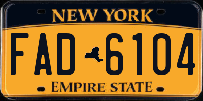 NY license plate FAD6104