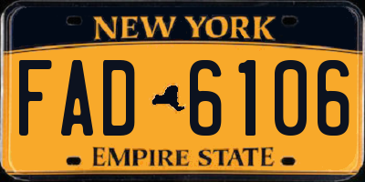 NY license plate FAD6106