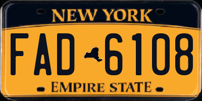 NY license plate FAD6108