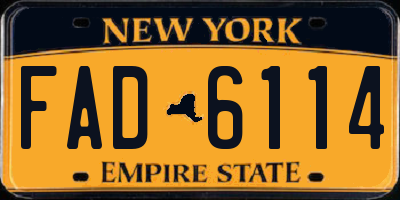 NY license plate FAD6114