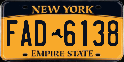 NY license plate FAD6138