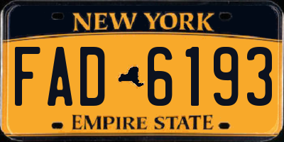 NY license plate FAD6193