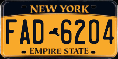 NY license plate FAD6204