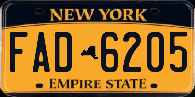 NY license plate FAD6205