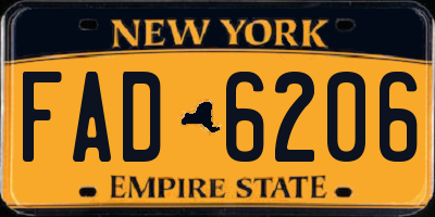 NY license plate FAD6206