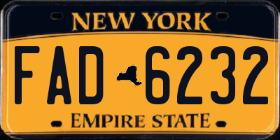 NY license plate FAD6232