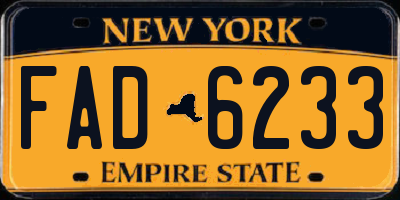 NY license plate FAD6233