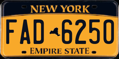 NY license plate FAD6250