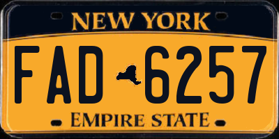 NY license plate FAD6257