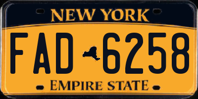 NY license plate FAD6258