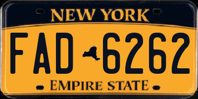 NY license plate FAD6262