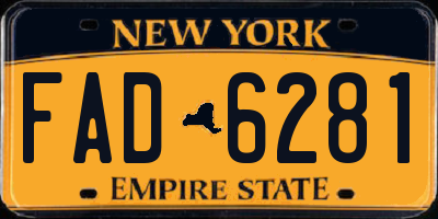 NY license plate FAD6281