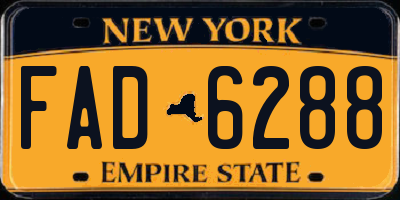 NY license plate FAD6288