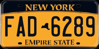 NY license plate FAD6289