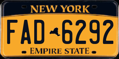 NY license plate FAD6292