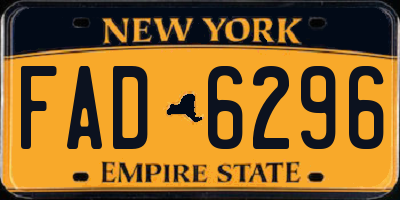 NY license plate FAD6296