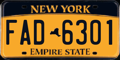 NY license plate FAD6301