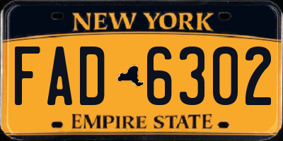 NY license plate FAD6302