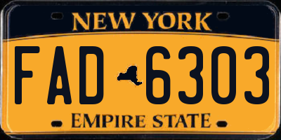 NY license plate FAD6303