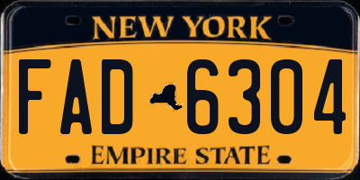 NY license plate FAD6304