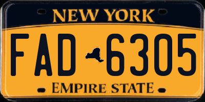 NY license plate FAD6305