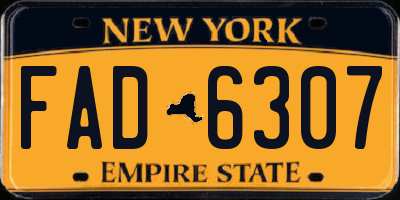 NY license plate FAD6307