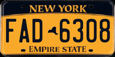 NY license plate FAD6308