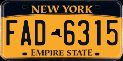 NY license plate FAD6315