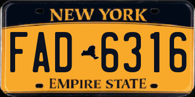 NY license plate FAD6316