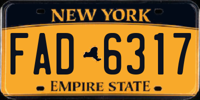 NY license plate FAD6317
