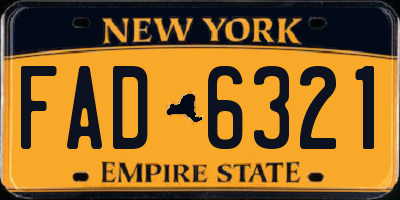 NY license plate FAD6321