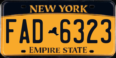 NY license plate FAD6323