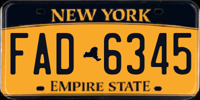 NY license plate FAD6345