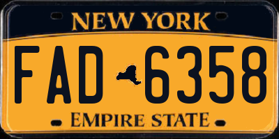 NY license plate FAD6358