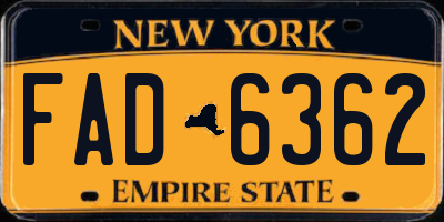 NY license plate FAD6362