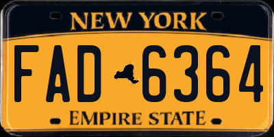 NY license plate FAD6364