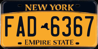 NY license plate FAD6367