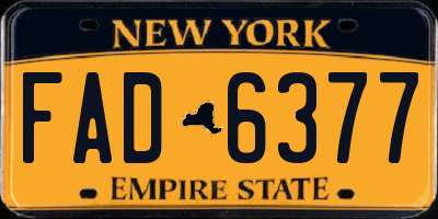 NY license plate FAD6377