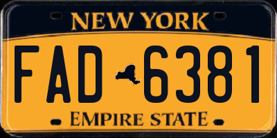 NY license plate FAD6381