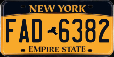 NY license plate FAD6382