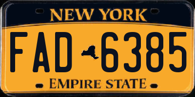 NY license plate FAD6385