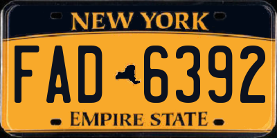 NY license plate FAD6392